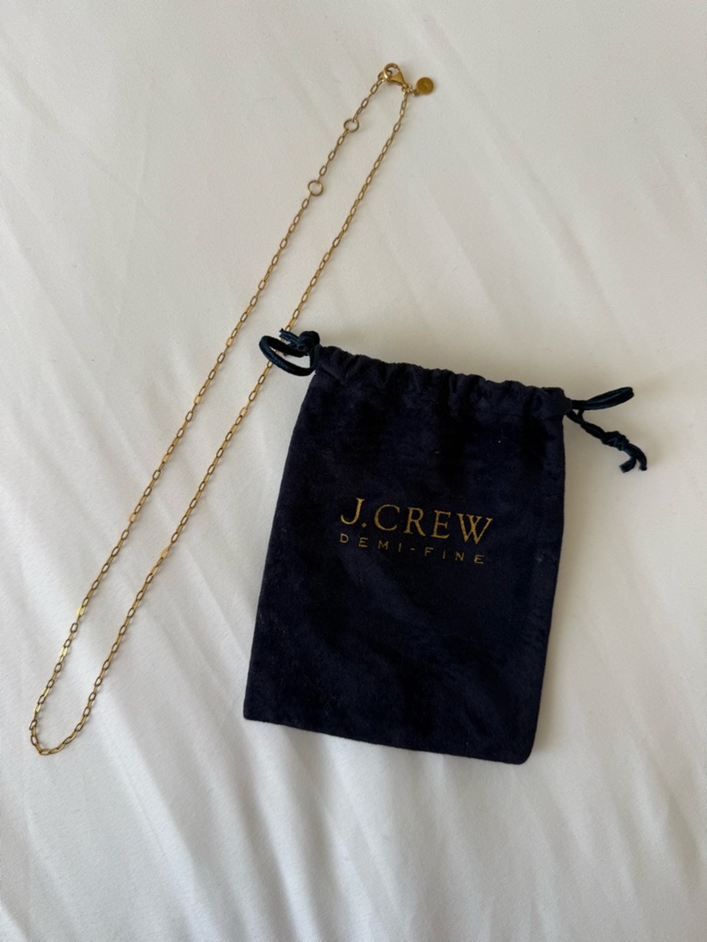 J. Crew demi fine dainty chain necklace with pouch